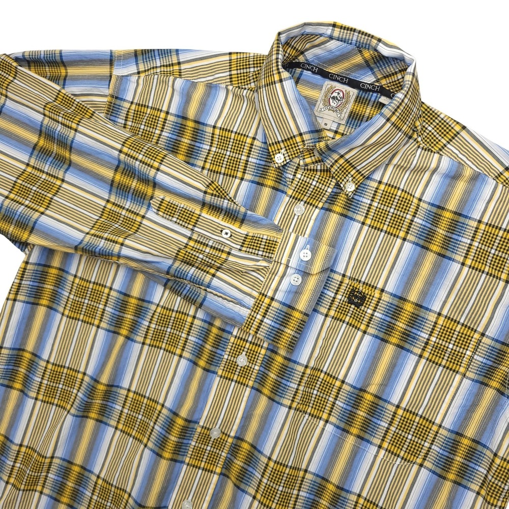Cinch Shirt Mens S Multicolor Plaid Long Sleeve Button Up Western Cotton Casual